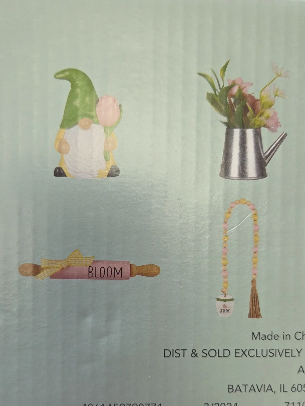 Decorative Gnome & Floral Kitchen Set - Green, Pink, Yellow